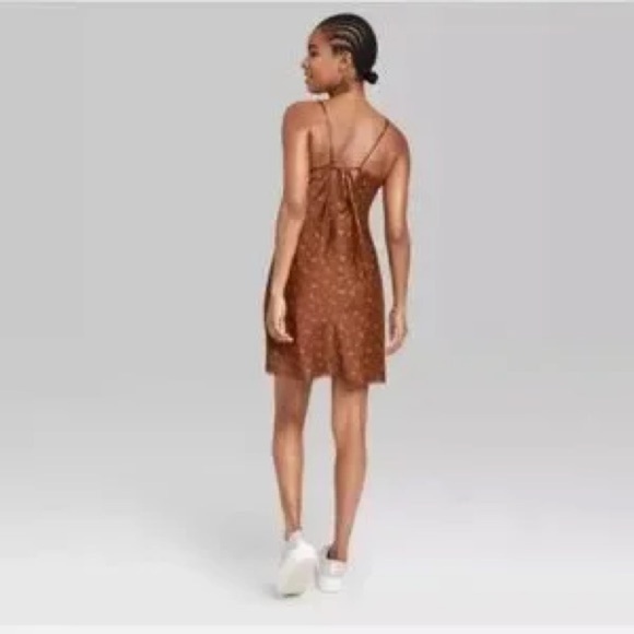 Floral Brown Slip Dress - Picture 2 of 4